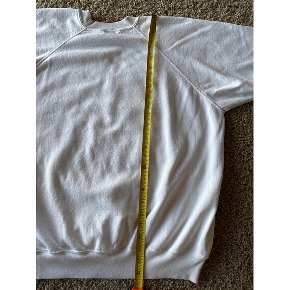 Vintage R. Peck Neon Woman Artwork USA Made Hanes XL White Raglan Crewneck - Picture 7 of 8